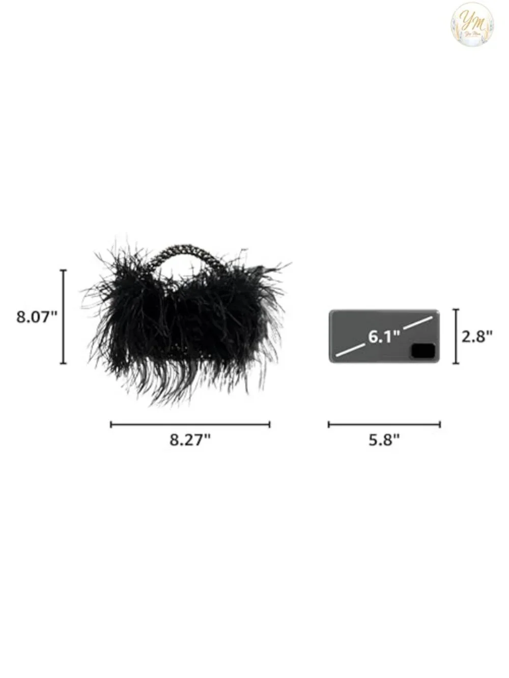 Handmade Ostrich Feather Beaded Clutch Evening Bag Wedding Prom Purse